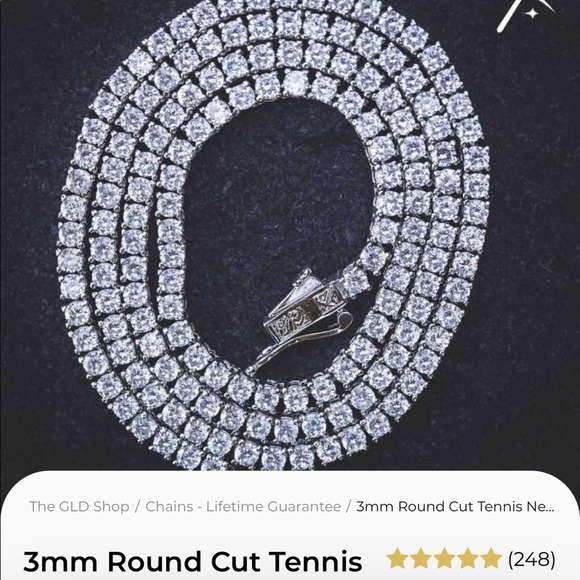 3MM ROUND CUT TENNIS NECKLACE WHITE GOLD - Picture 4 of 6